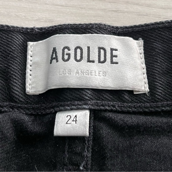 AGOLDE Cherie High Rise Straight Leg Jeans in Distortion Black Distressed 24 - Picture 8 of 15